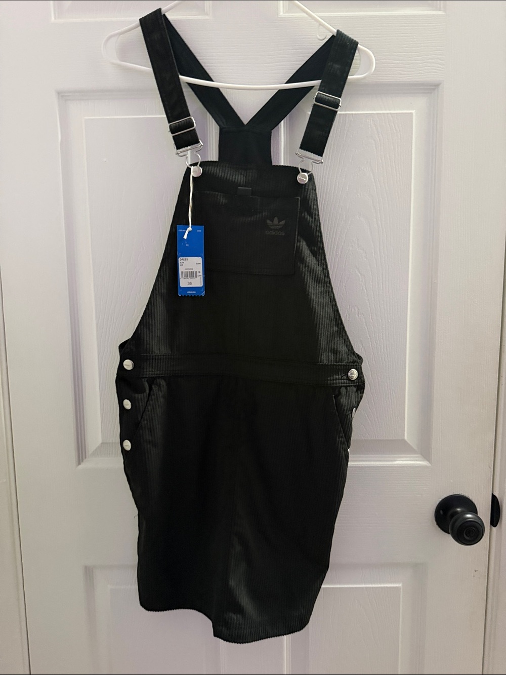 adidas Black Corduroy Pinafore Overall Dress